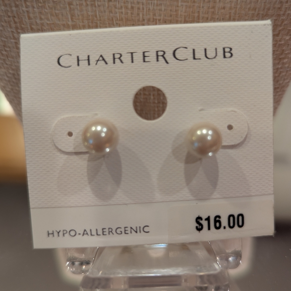 Charter Club Kiska Pearl Earrings NWT